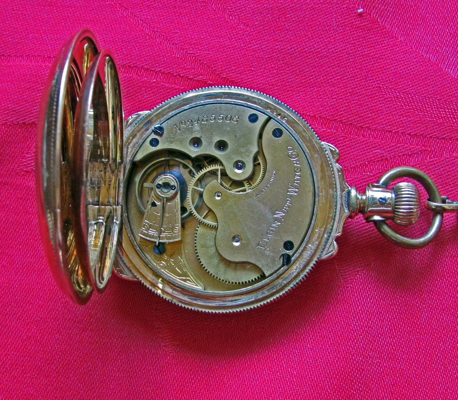 Beautiful 1887 Elgin Pocket Watch. w/Chain, Case " Keystone Watch