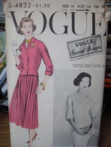 Vintage Vogue 34 Bust Jacket &amp; Two Skirts 4832 CUT 1959 - $6.99