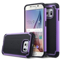 Purple & Black Hard Case for Samsung Galaxy S6 Edge - Rugged Hybrid Cover USA image 1