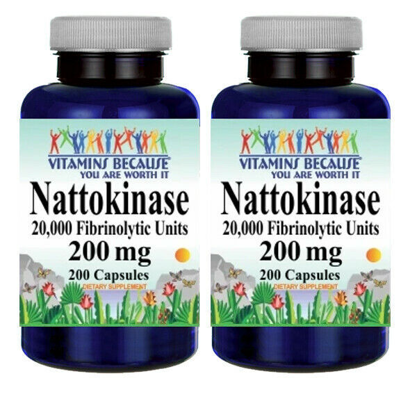 Nattokinase 200 mg 20,000 FU Fibrinolytic Units 2X200 Caps High Potency