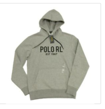 Polo Ralph Lauren RL1967 Men's Large Gray Logo Embroidered Hoodie Sweatshirt NWT - $117.79