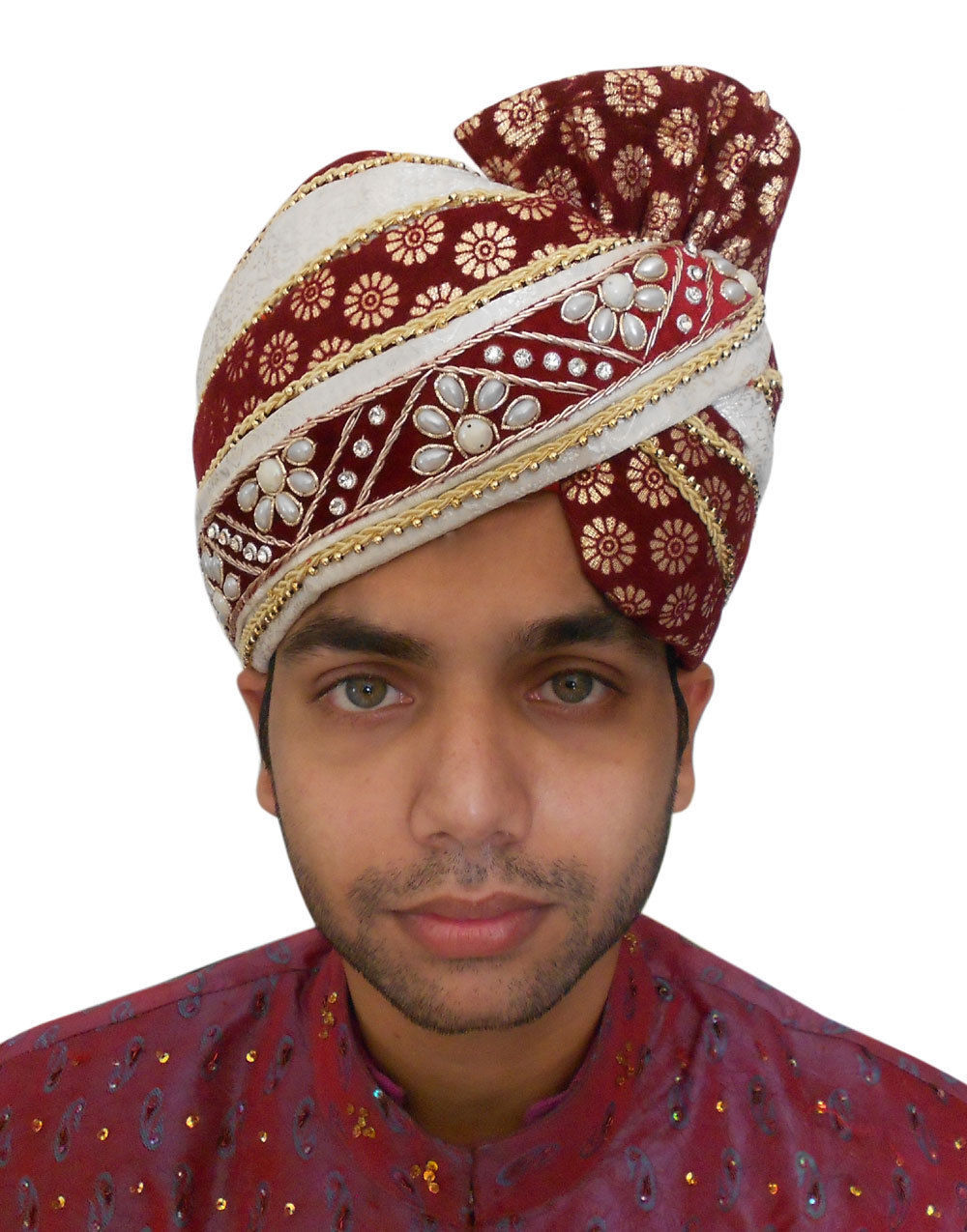 Men Hat Indian Handmade Designer Turban Pagri Top Hats Multicolor Safa ...