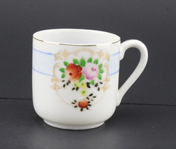 M.B. Made in Occupied Japan Floral Red Pink Rose Motif Blue Band Desing Tea Cup - $12.87