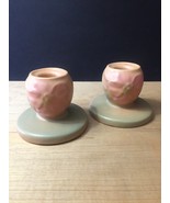Set of Vintage 50s Weller Wild Rose Pattern Taper Candle Holders - $40.00