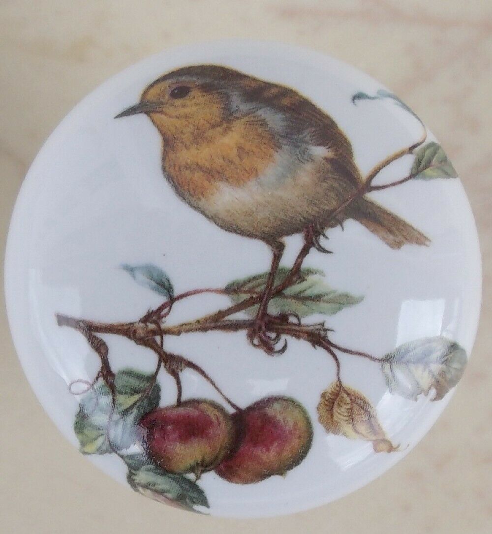 Ceramic Cabinet Knob Bird on a Apple branch Birds Sparrow #2 domestic