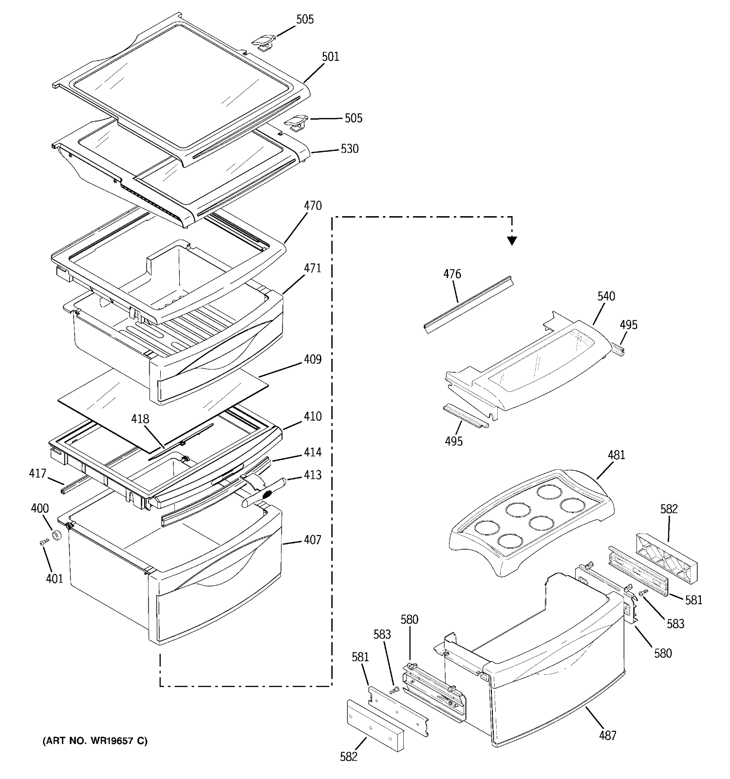 GE Refrigerator : Deli Drawer Cover Assembly (WR32X10579) {P3467