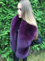 Fox Fur Boa 70' (180cm) Saga Furs Purple Fox Fur Stole Big Royal Collar Scarf image 5