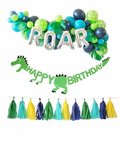 Dinosaur Balloons Garland Party Decorations Kit with ROAR Foil Balloon ...