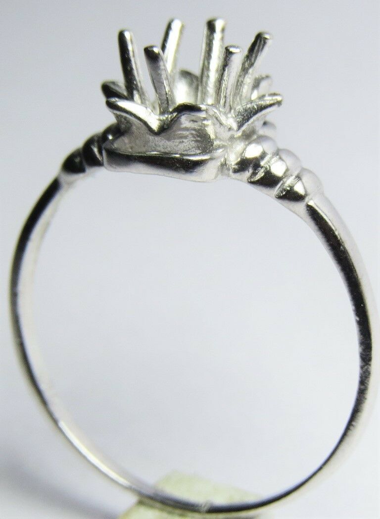 Silver Semi Mount Ring Setting 6 mm Round Setting 925 Silver Flower Setting Ring