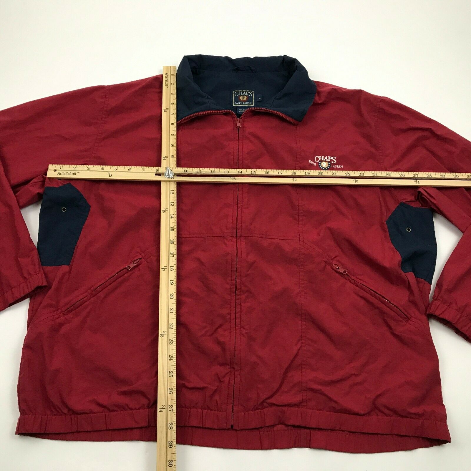 VINTAGE CHAPS Ralph Lauren Men's Windbreaker Jacket Size L Large Red ...