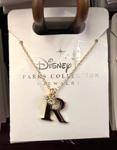 Disney Parks Mickey Mouse Faux Gem Letter R Gold Color Necklace NEW - $32.90
