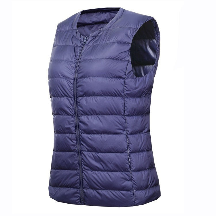 women's down vest no collar