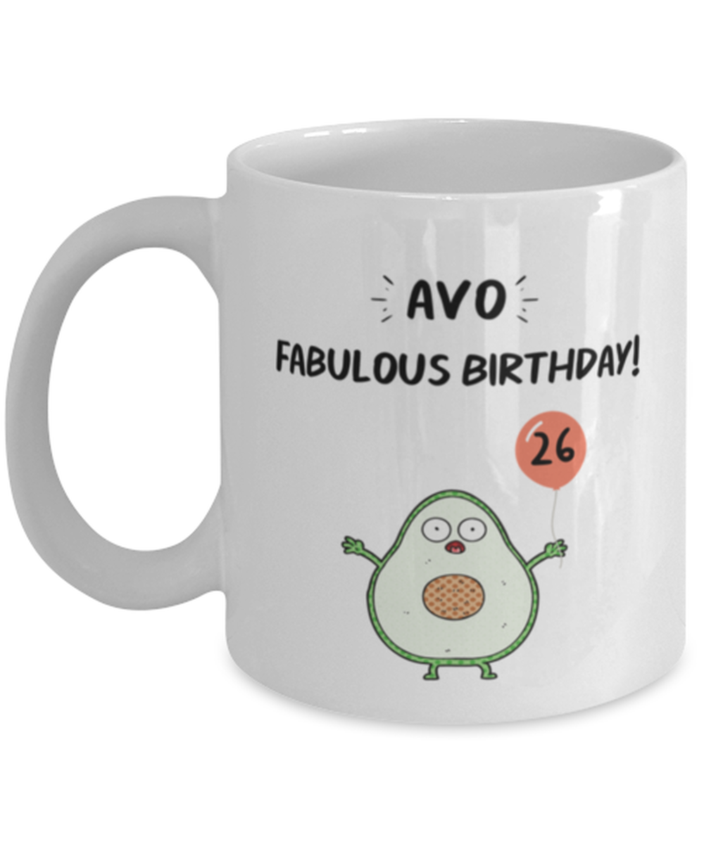 26 Avocado Birthday Mug, Vegetarian Birthday Gift, Birthday Mug Boyfriend
