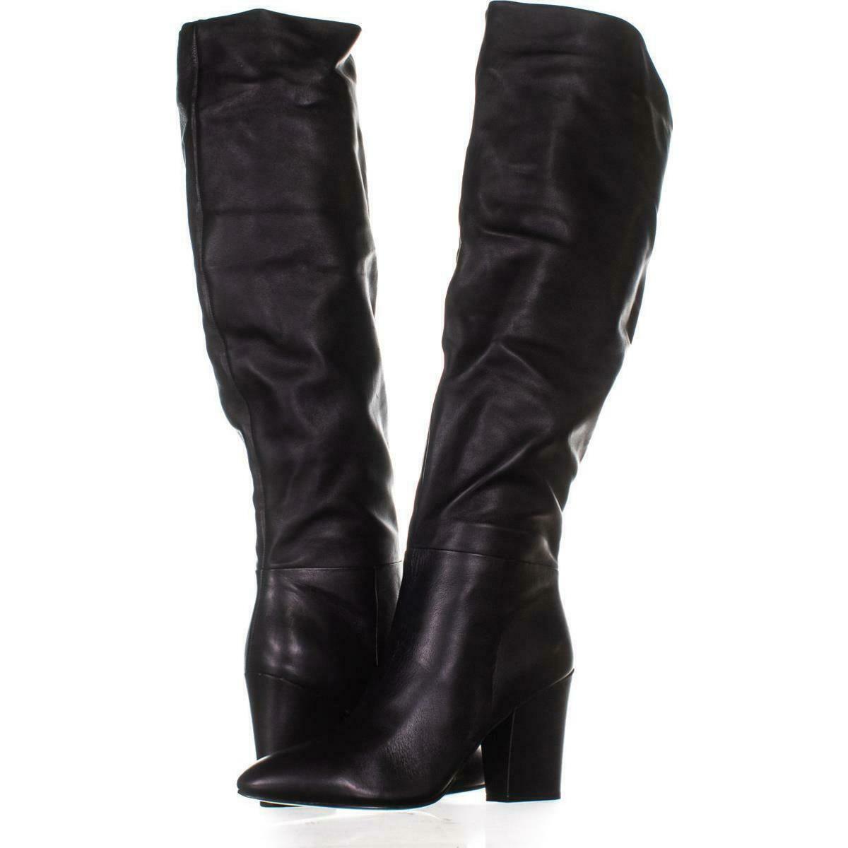 Nine West Scastien Slouch Knee High Boots 014, Black Leather, 9 US - Boots