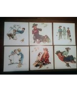 6 Vintage Norman Rockwell Prints 5x5 Good Condition!  - $5.93