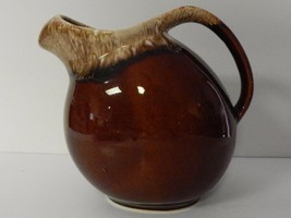 Hull  Gourd Shaped 8&quot; Brown Drip Pitcher Stamped &quot;Oven Proof USA&quot;  Holed... - $34.64