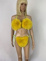 Fox Fur Bikini Double Sided Fur Two Pieces Bikini Fur Top And Panties Yellow Fur image 5
