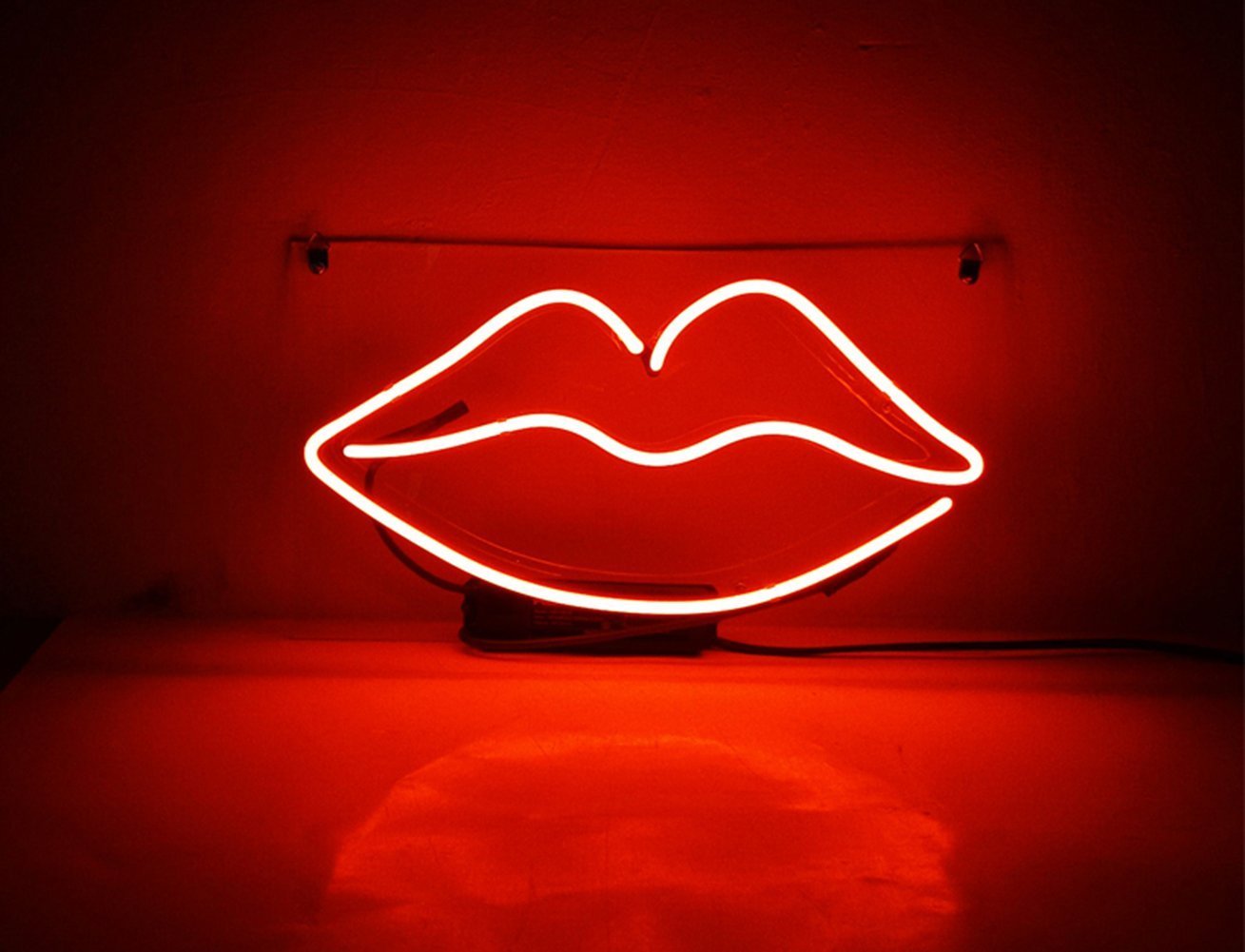 New Red Lips Home Acrylic Back Neon Light Sign 14" Fast Ship - Neon