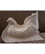 Ivory Gold Ceramic Music Box Sleigh Décor “I’m Dreaming of a White Chris... - $37.39