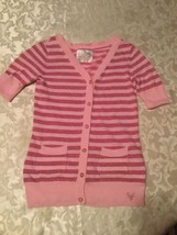 Justice sweater Size 8 pink stripes V-neck button down girls - $11.99