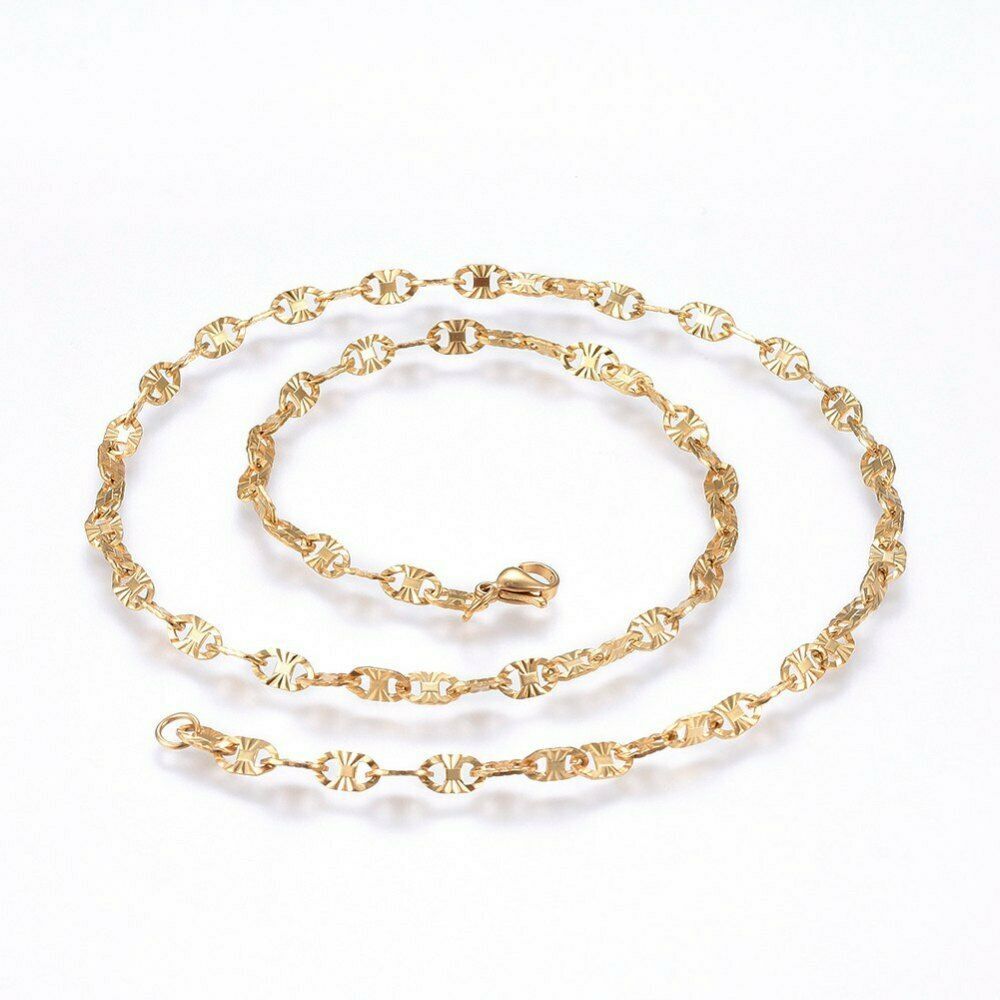 Gold Mariner Chain Necklace Jewelry Stainless Steel Link 19.68 Fancy Style