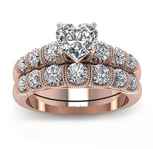 Elegant Touch 14K Rose Plated Diamond Women's Wedding Ring Sets Bridal Sets Hear