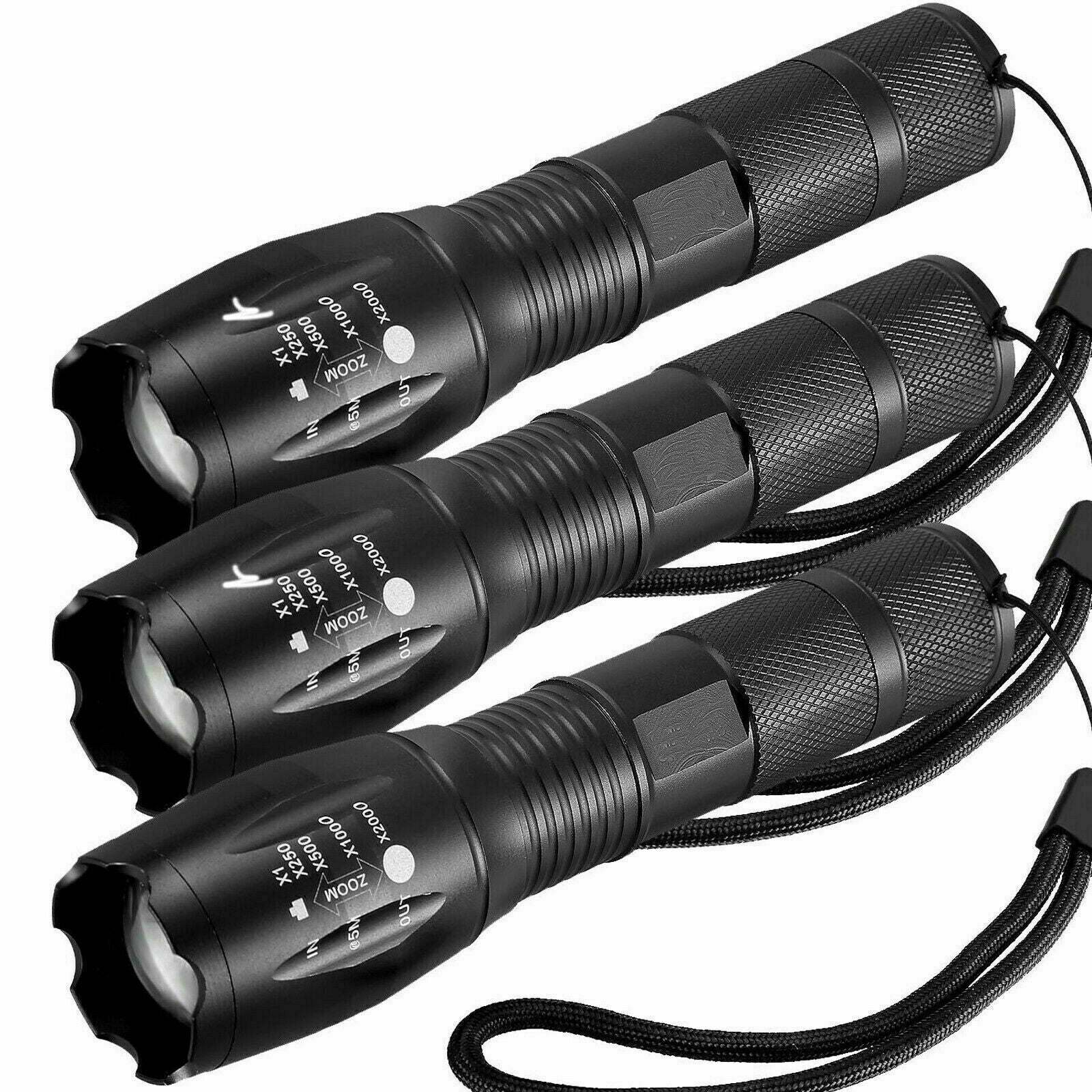 3-Pack LED Flashlight T6 High Powered 5-Mode Zoomable Zoom AAA