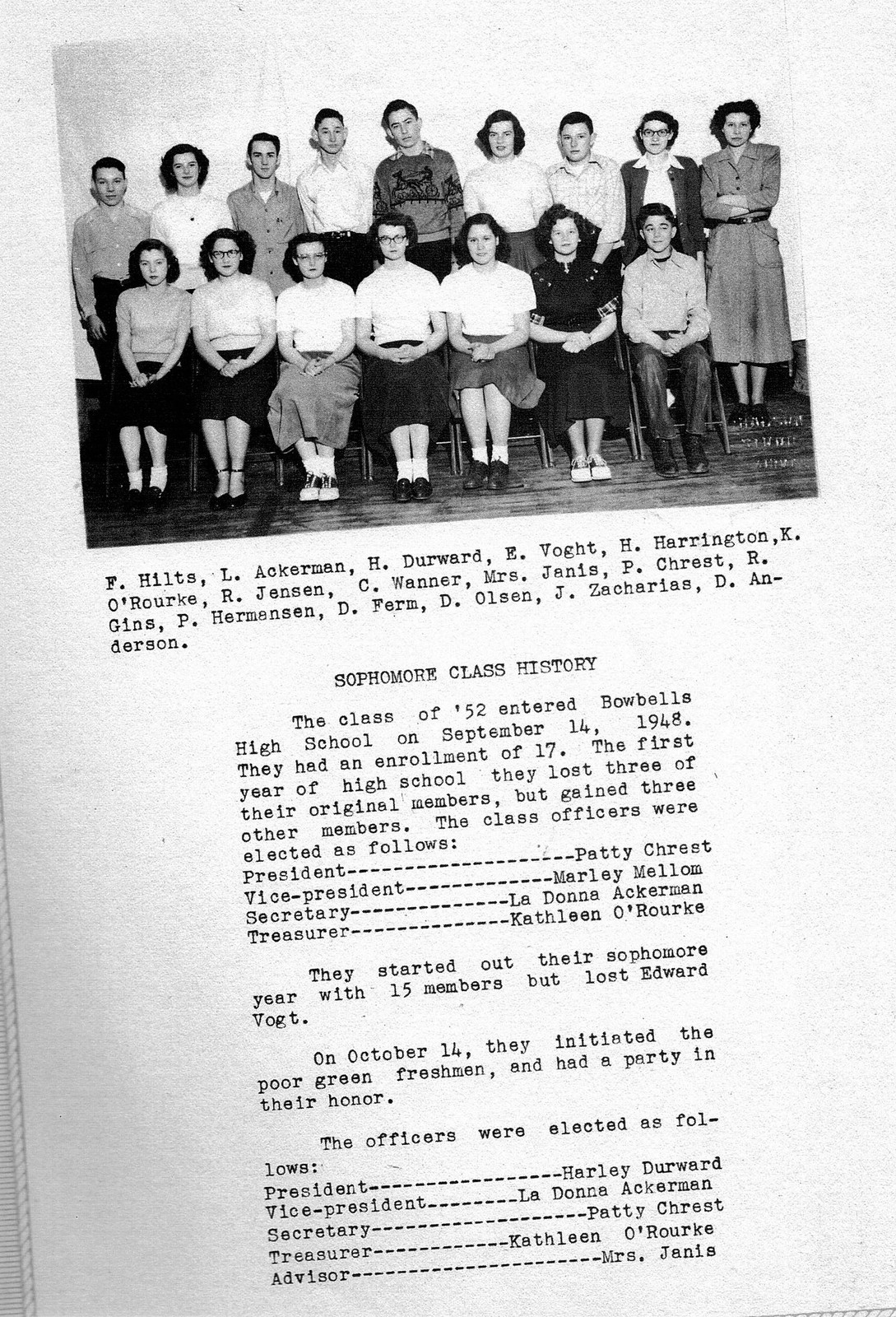 1950 Bow Bells High School YearBook, BowBells, North Dakota Elementary & High Schools