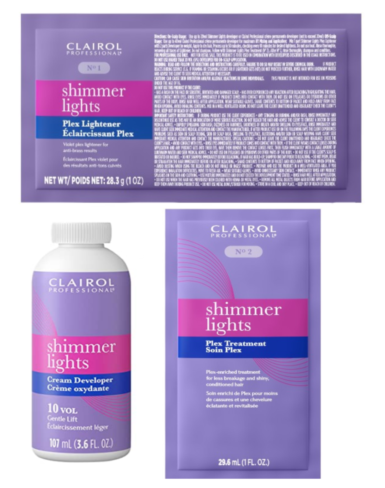 Clairol Shimmer Lights Plex Lightener, Developer, and Treatment Hair