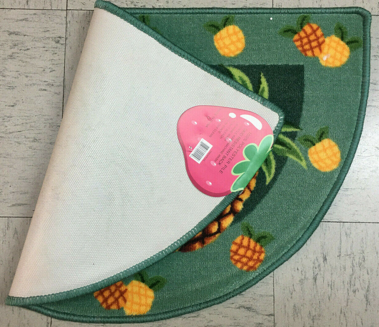 DANIELS PINEAPPLES KITCHEN SLICE HALF MOON RUG, NON SKID BACK, HEAVY