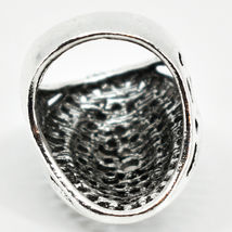 Bohemian Inspired Silver Tone L O Circle Filigree Geometric Statement Ring image 5
