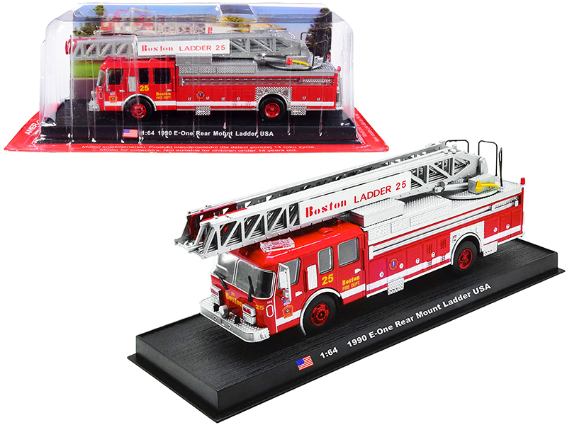 1990 E-One Rear Mount Ladder Fire Engine Red "Boston Fire Department