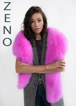 Arctic Fox Fur Stole 70' Candy Pink Fur Boa Collar Saga Furs Big Fur Collar image 2