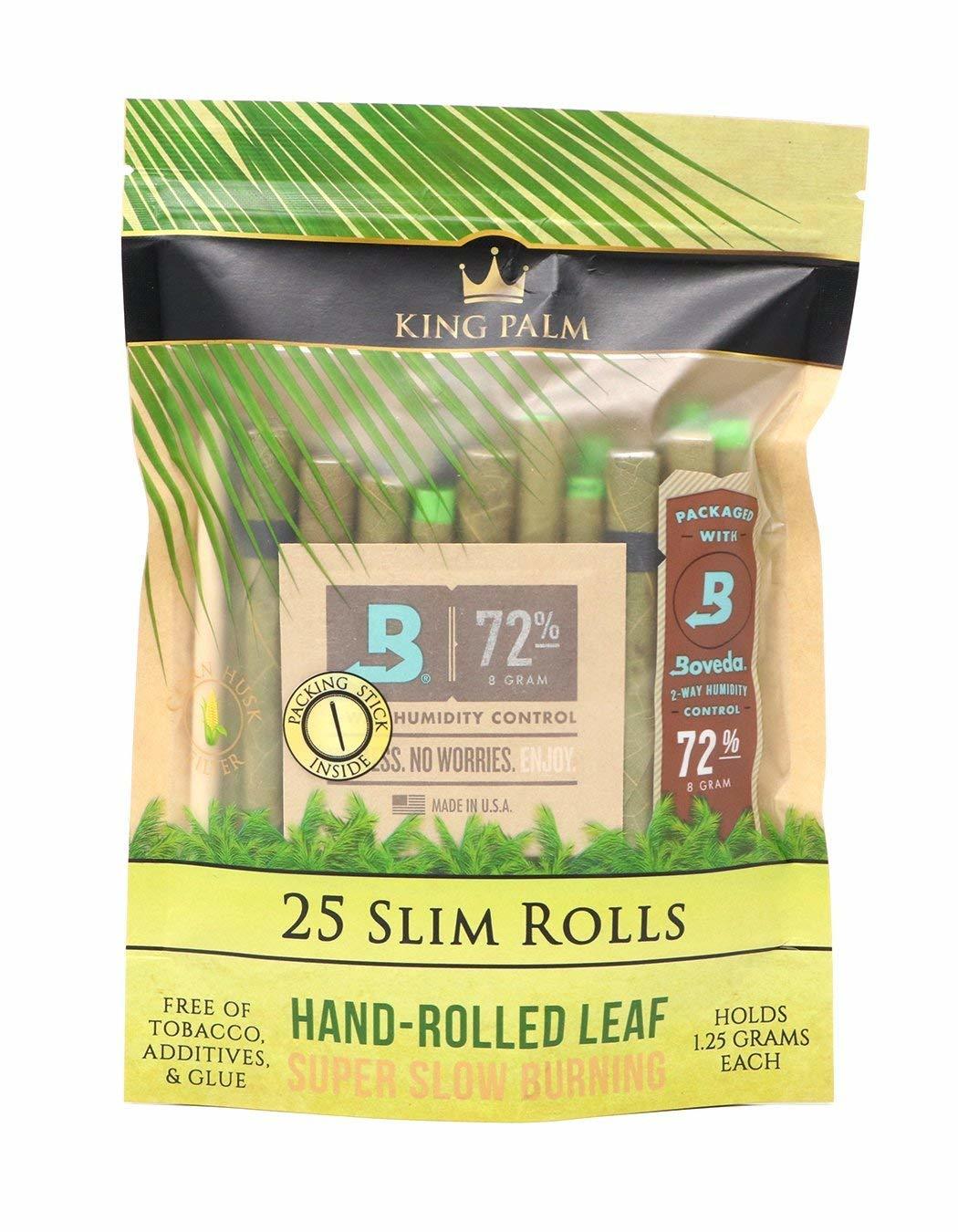 King Palm Slim Size Natural Pre Wrap Palm Leafs 25 Pack Shrink Wrap