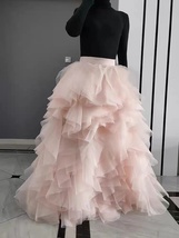 BLUSH PINK Ruffle Tulle Maxi Skirt Outfit Layered Tulle Skirt Bridal Tulle Skirt image 2