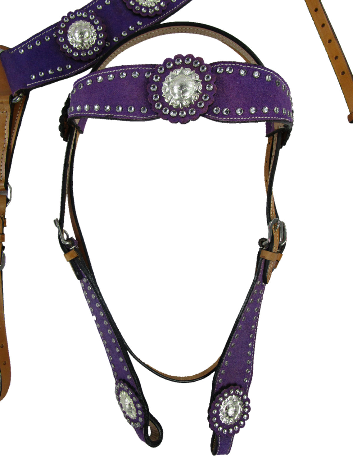 HEADSTALL BREAST COLLAR CRYSTAL STUDDED WESTERN HORSE PURPLE BRIDLE