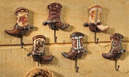 Cowboy Boot Wall Hooks Set of 6 - 7" High Western Country Gift Hanging Metal
