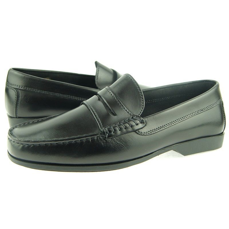 Men Black Color Moccasin Loafer Slip Ons Apron Toe Vintage Leather ...