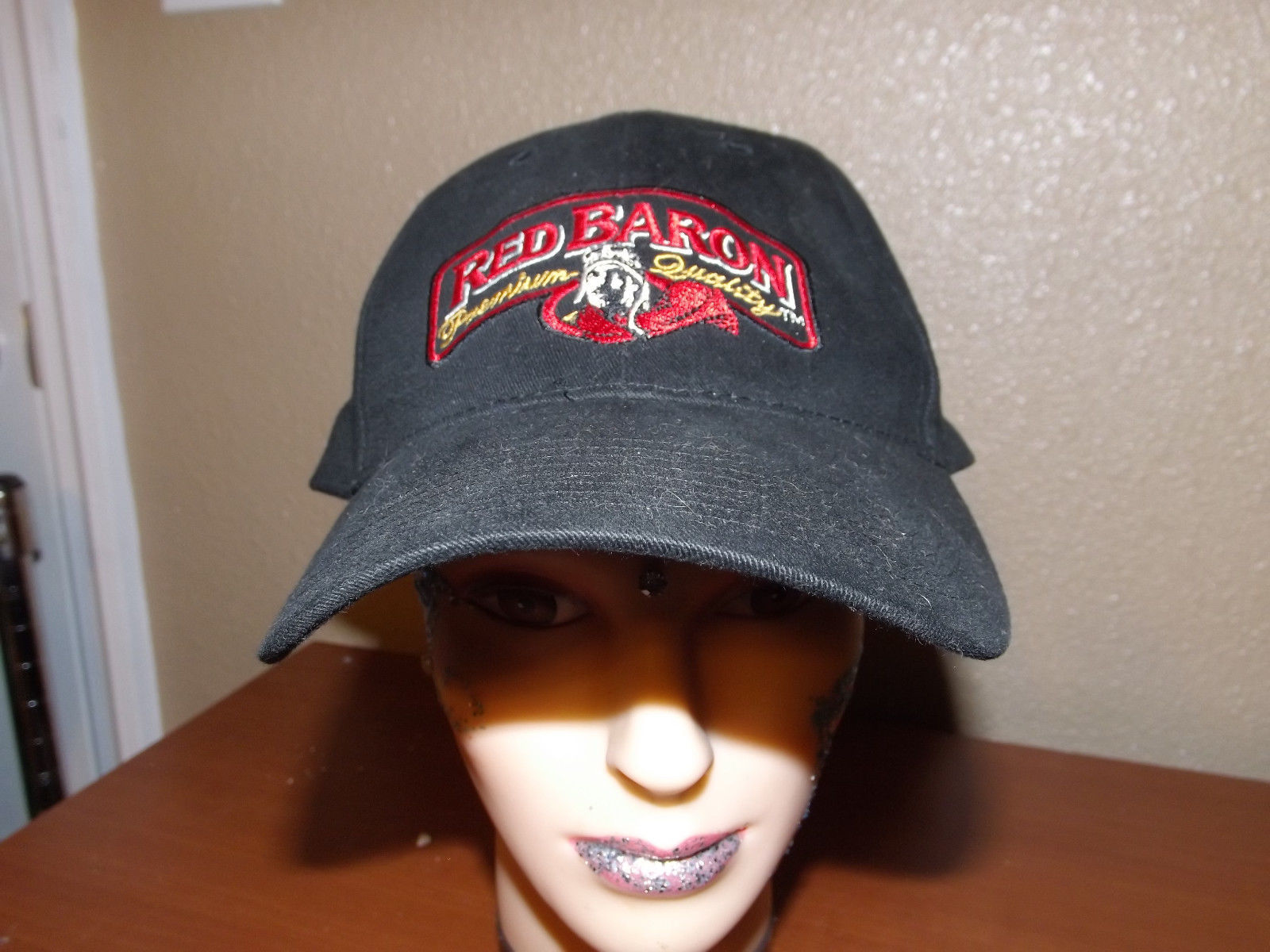 Red Baron pilot Premium Quality pizza baseball cap, black, adjustable ...