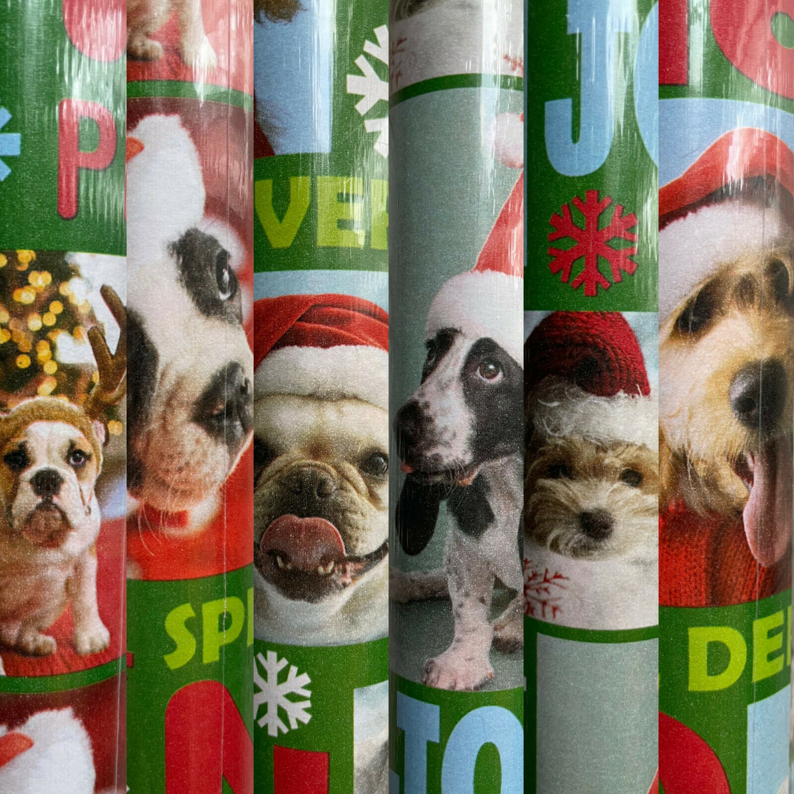 1 Roll Holiday Christmas Dogs with Santa Hats Christmas Gift Wrapping Paper - $24.98