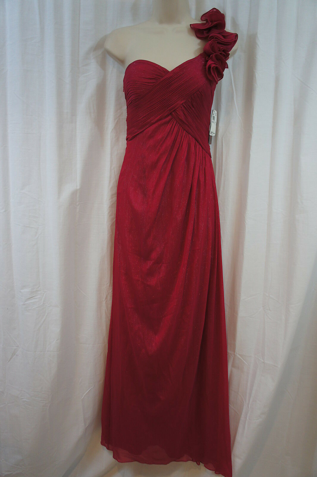 Aqua Dresses Vestido Talla 2 Fresa Rojo Gasa Largo Asimétrico Vestido ...