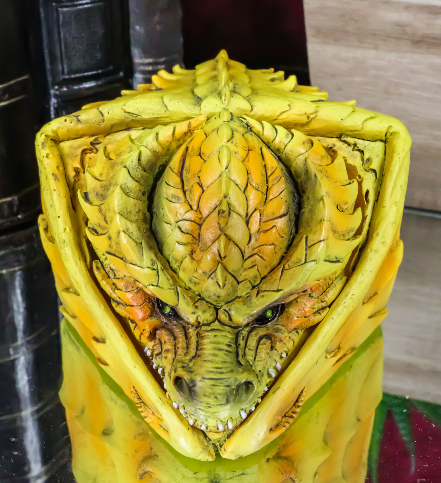 Hibernating Dragon Yellow Serpent Drake Small Stash Trinket Jewelry Box Figurine