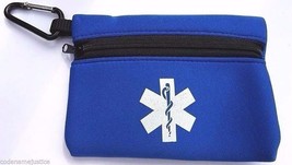TOP CLIP and Star of Life EMS BLUE NEOPRENE POUCH with BELT LOOP