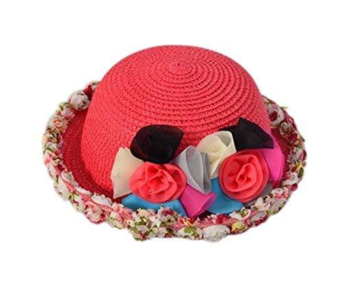 PANDA SUPERSTORE Lovely Summer Straw Beach Rose Red Girl Hat