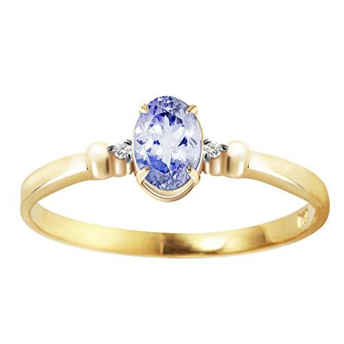 Galaxy Gold GG 14k Yellow Gold Ring with Natural Diamonds and Tanzanite - Size 7
