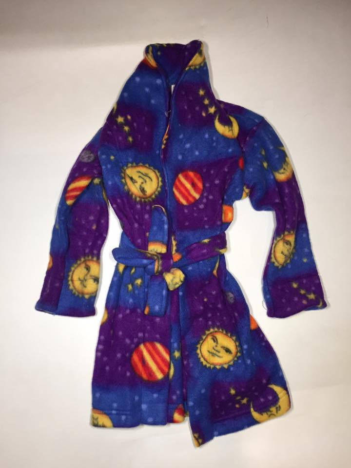 Kids Blue Space Planet Fleece Robe Baby Winter Warm Gift Children