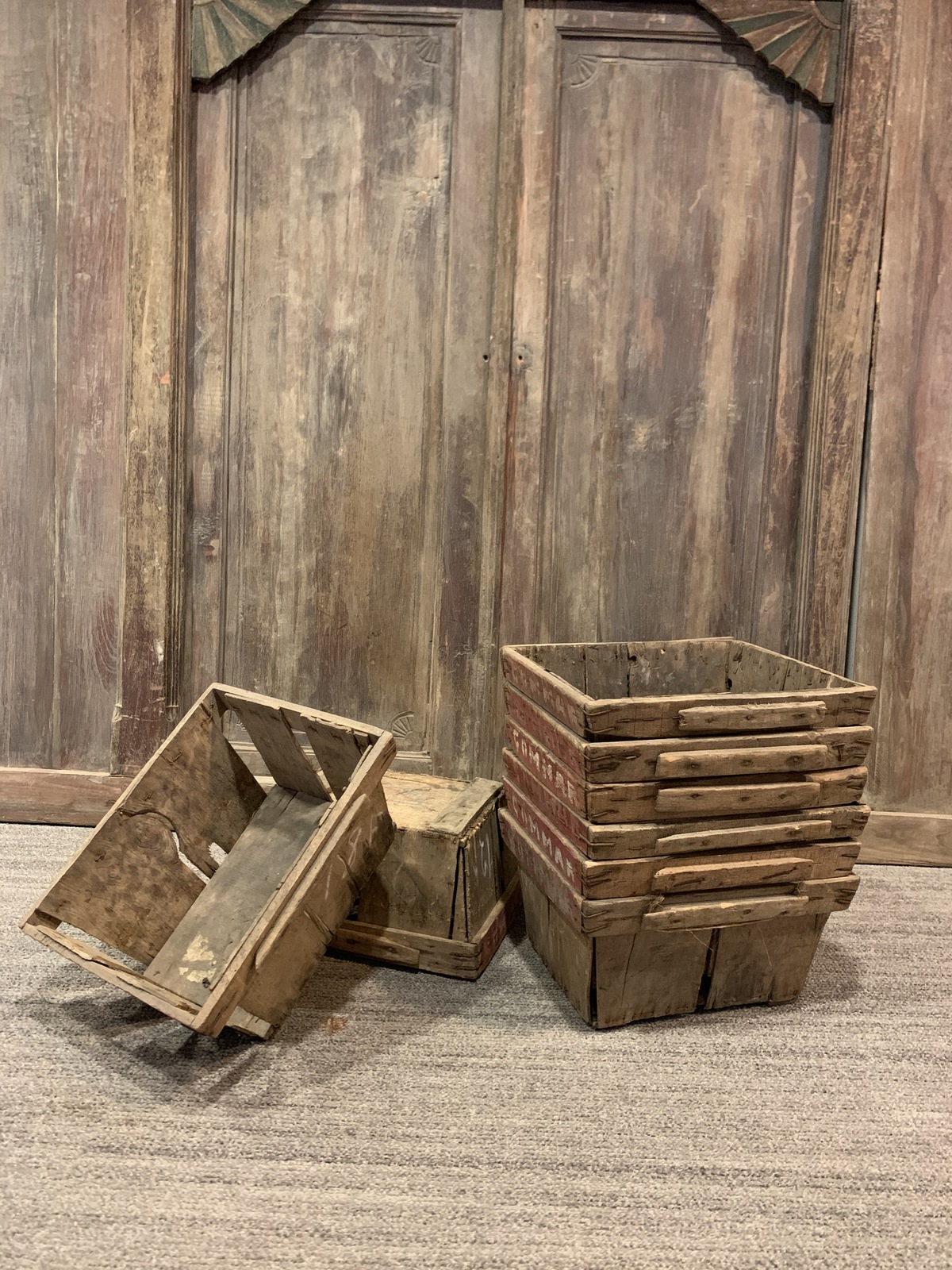 Vintage Chicory Baskets, Farmhouse Wood Crate Basket Baskets