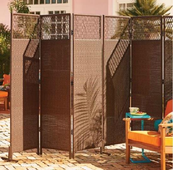 Outdoor Brown Resin Wicker 3 Panel Privacy Screen Room Divider Patio ...