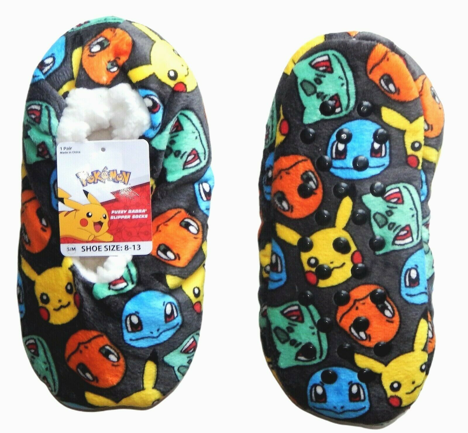 Pokemon pikachu nintendo boys wave babba slippers size s/m (8-13) or m/l