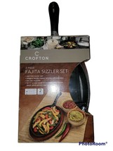 Crofton Cast Iron Sizzle Skillet Set w/ Wood Trivet & Hot Pad image 1